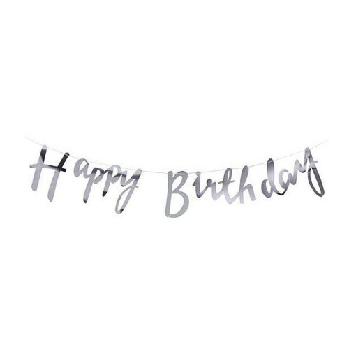 Паперова гірлянда Happy Birthday срібло
