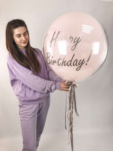 Дзеркальний рожевий гігант з написом Happy Birthday