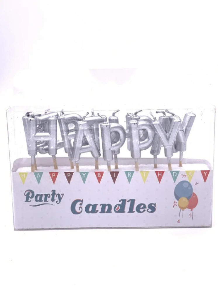 Свічки букви «Happy Birthday» Серебро