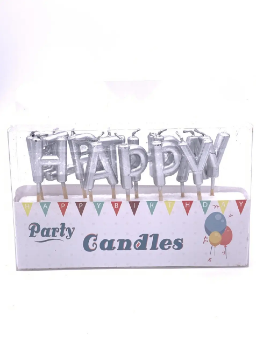 Свічки букви «Happy Birthday» Серебро
