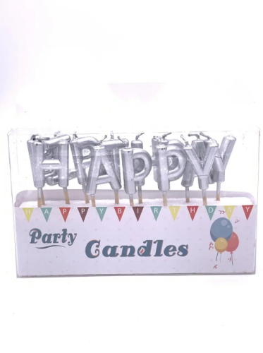 Свічки букви «Happy Birthday» Серебро