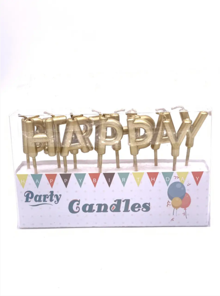Свічки букви «Happy Birthday» Золото