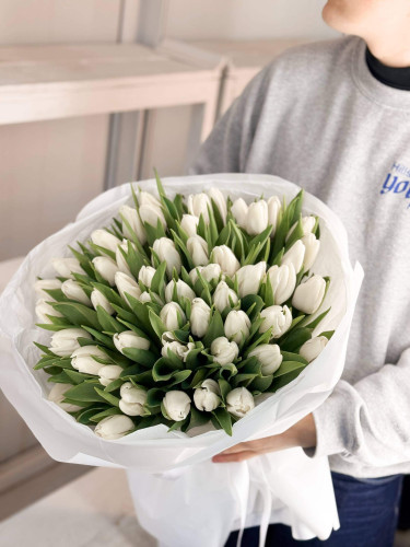 Flower Bouquet «White Harmony» (51 тюльпан)
