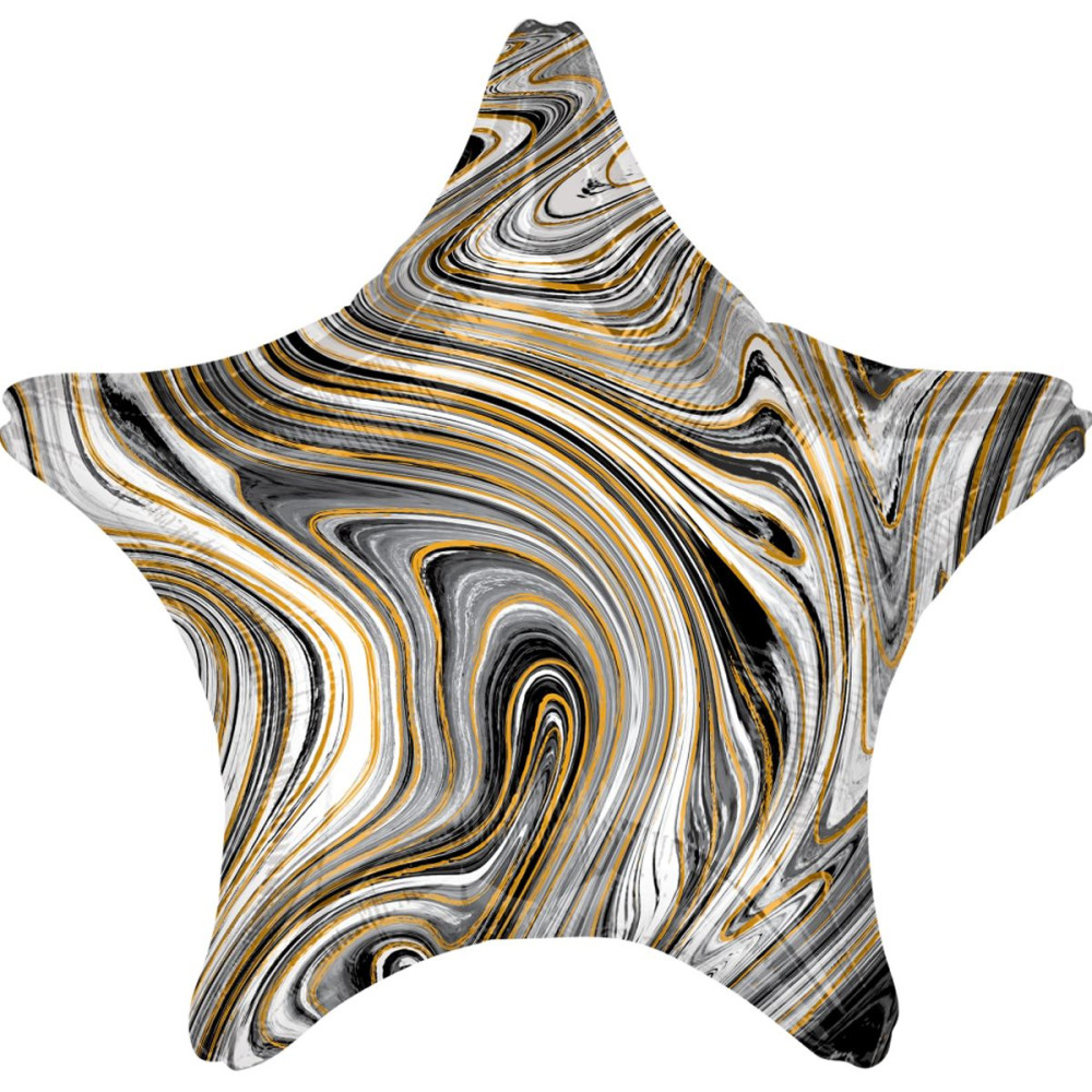 Фольгована кулька Зірка агат BLACK MARBLE