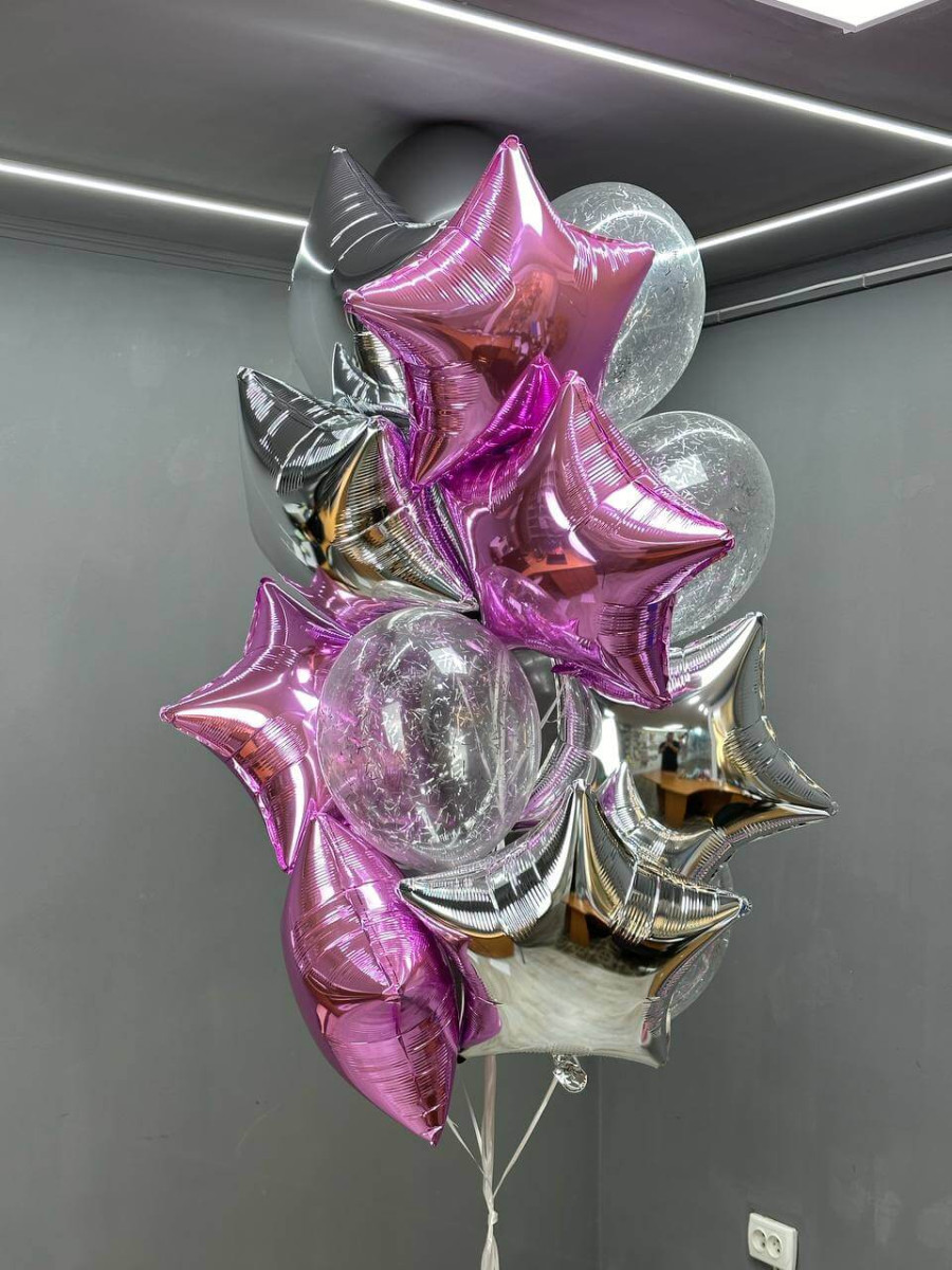 Композиція гелієвих кульок Gray and pink