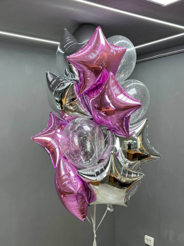 Композиція гелієвих кульок Gray and pink