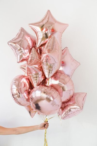 Композиція гелієвих кульок «Rose gold star»