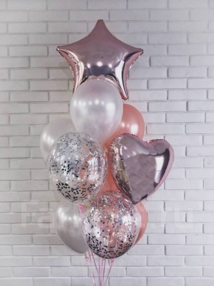 Композиція гелієвих кульок «Pink gold»