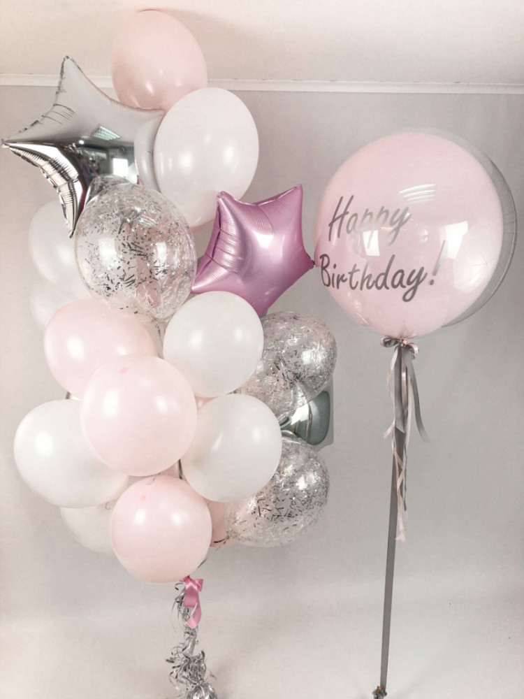 Композиція гелієвих кульок «Happy Birthday» №2