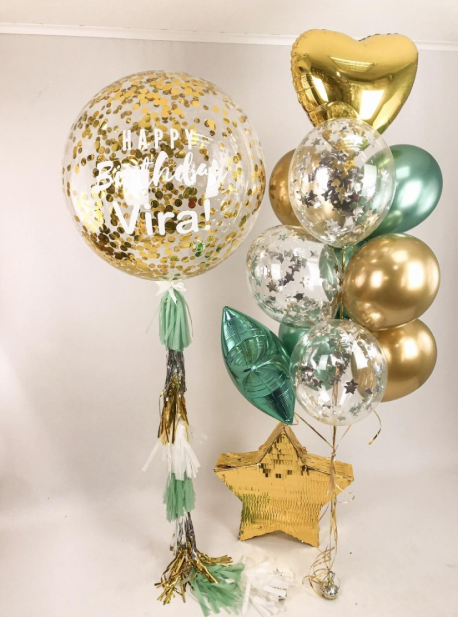 Композиція гелієвих кульок « Happy birthday, Vira» 