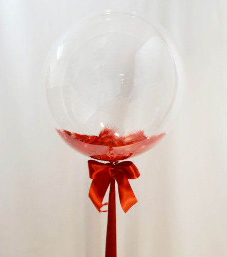 Гелієва кулька Bubble із червоними пір’ями