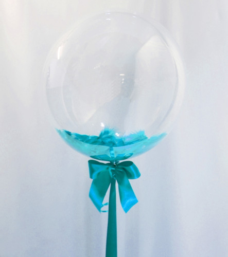 Гелієва кулька Bubble із бірюзовими пір’ями