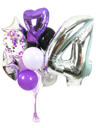 Композиція гелієвих кульок «Fourth birthday»