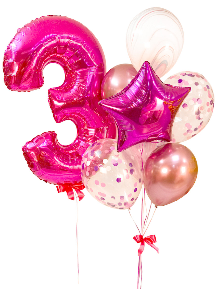 Композиція гелієвих кульок «Тhree happy years»