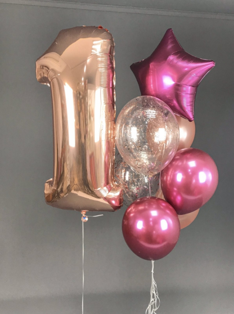 Композиція гелієвих кульок «I am 1 year old»