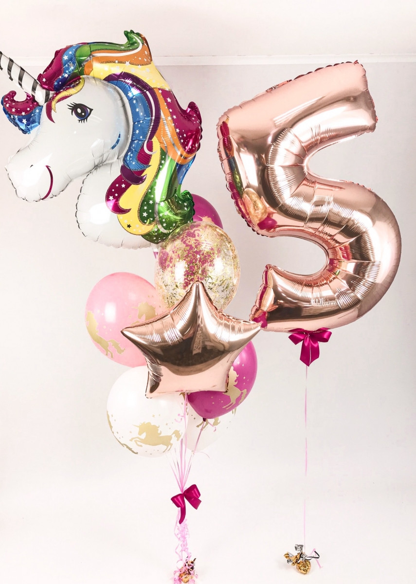 Композиція гелієвих кульок «Rainbow Unicorn»