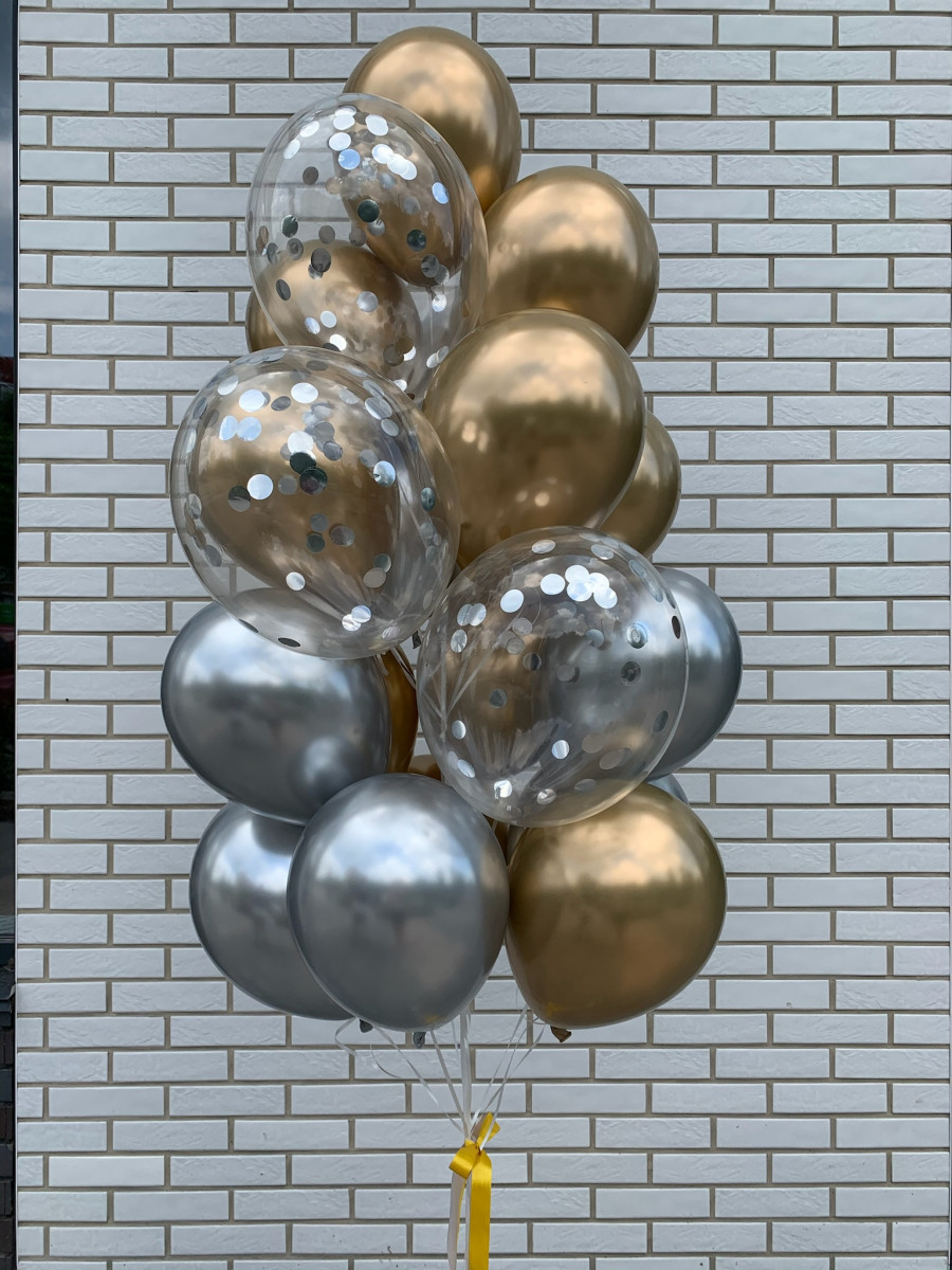 Композиція гелієвих кульок Gold and silver