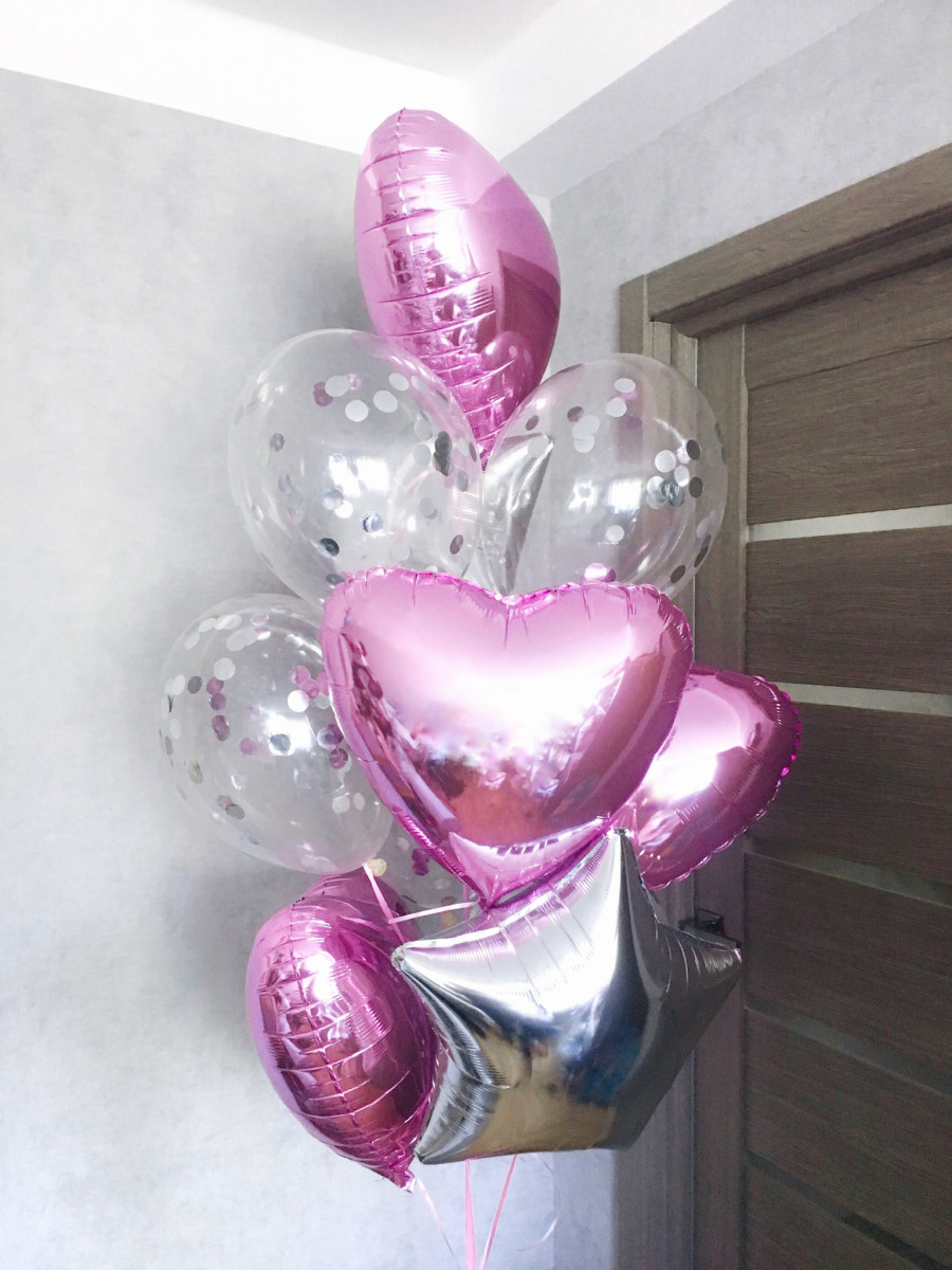 Композиція гелієвих кульок Silver pink