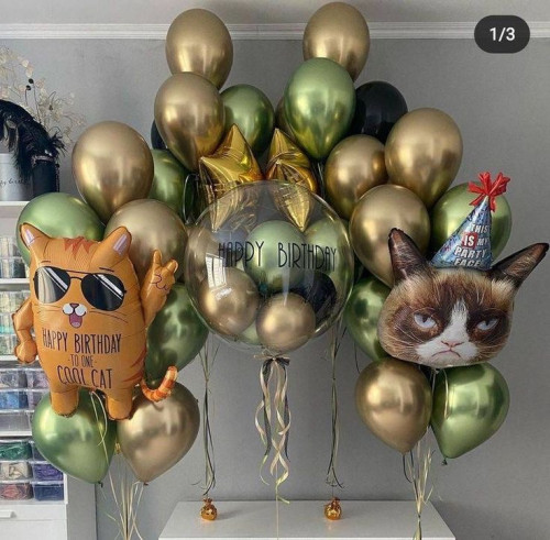 Композиція гелієвих кульок «Happy birthday to one cool cat»