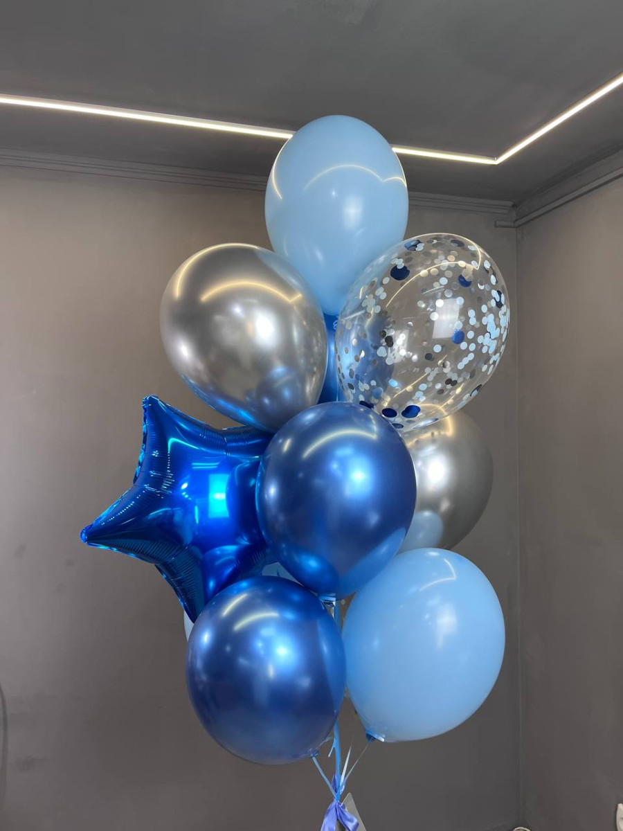 Композиція гелієвих кульок Blue chrome