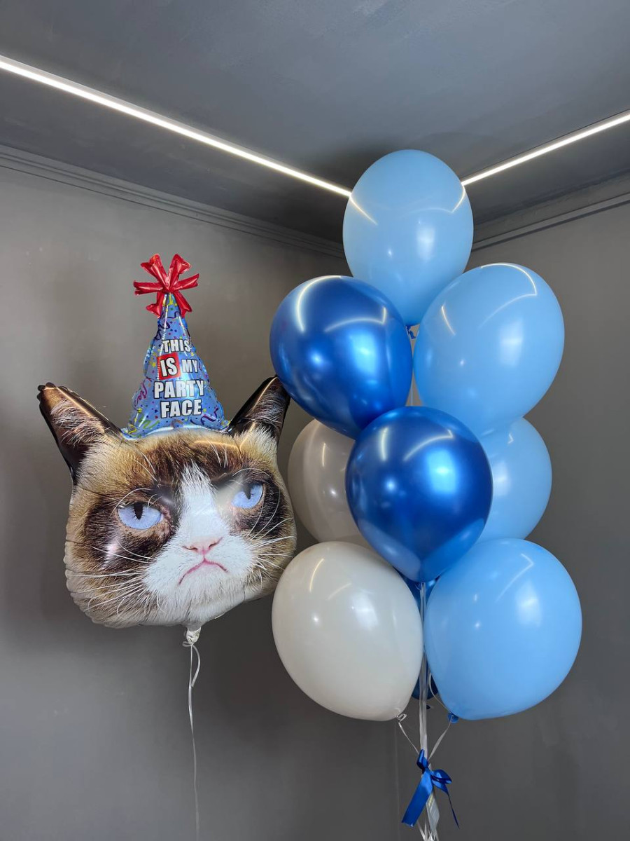 Композиція гелієвих кульок «Grumpy cat»