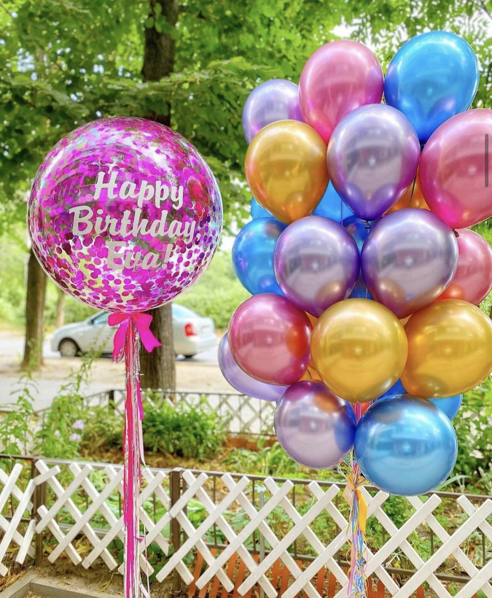 Композиція гелієвих кульок «Happy birthday, Eva!»